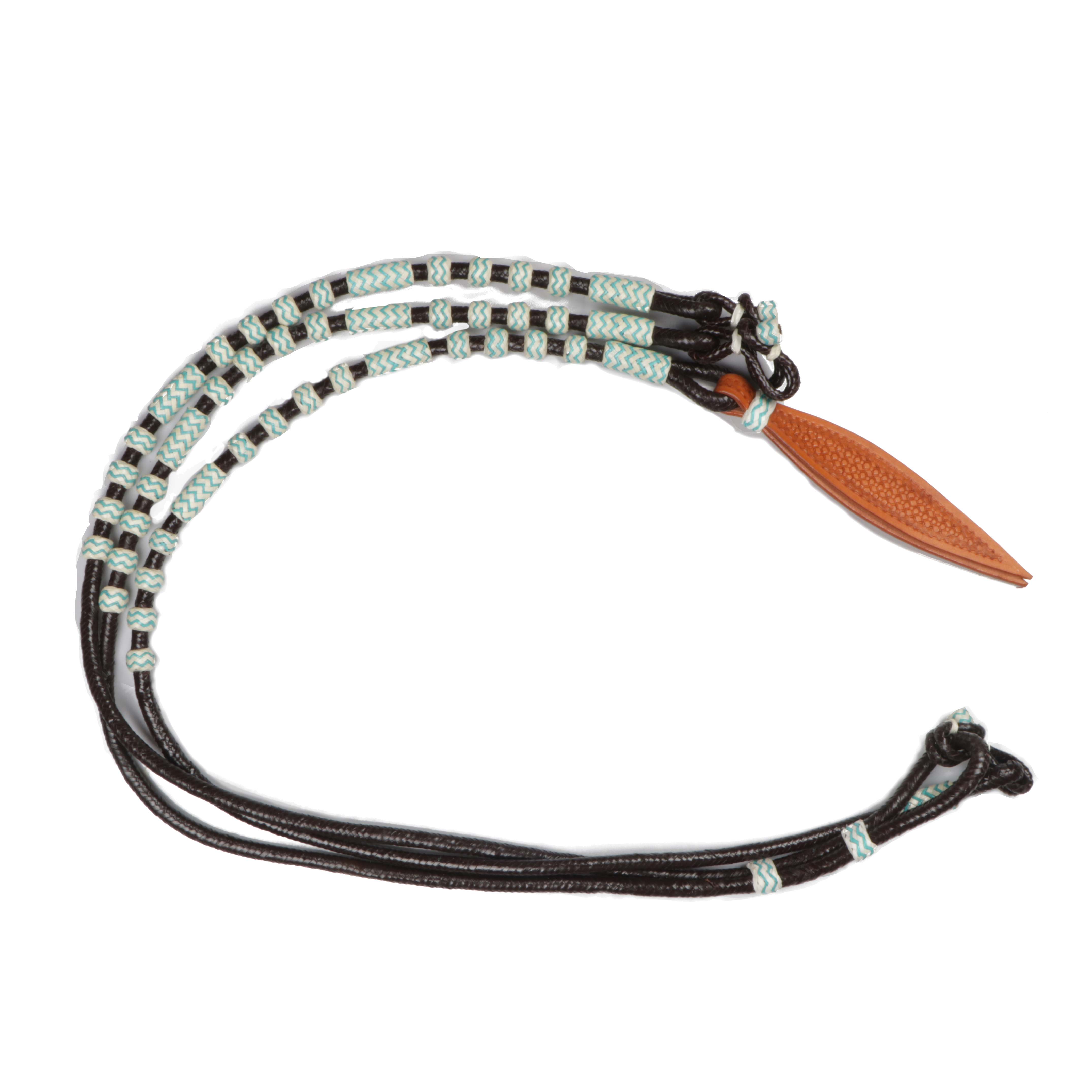 Horse Western Tack Leather Rawhide Romel Romal Reins Tooled Popper 66BT - Picture 4 of 15