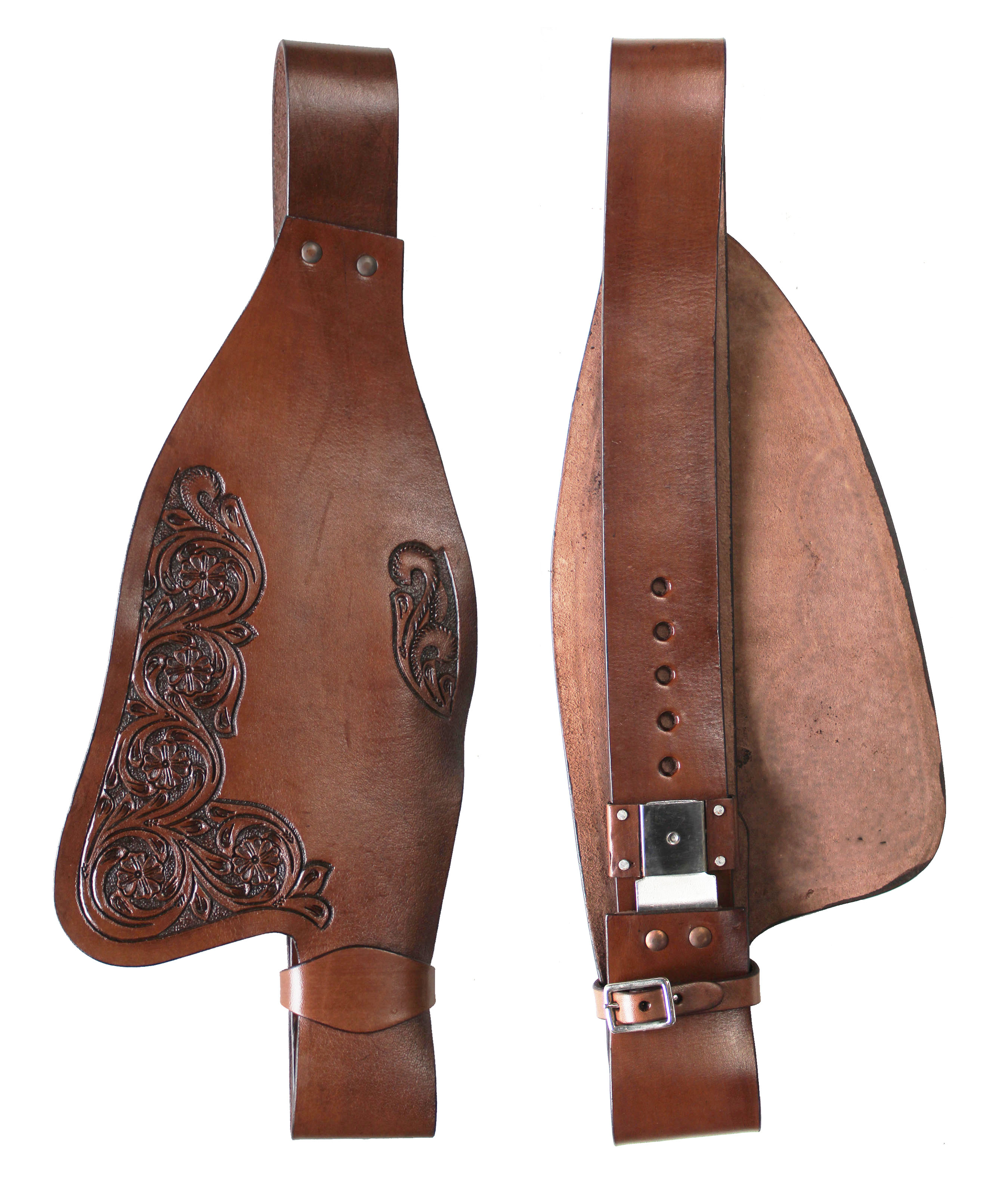 Horse Western Adult Tooled Brown Leather Replacement Saddle Fenders 5219