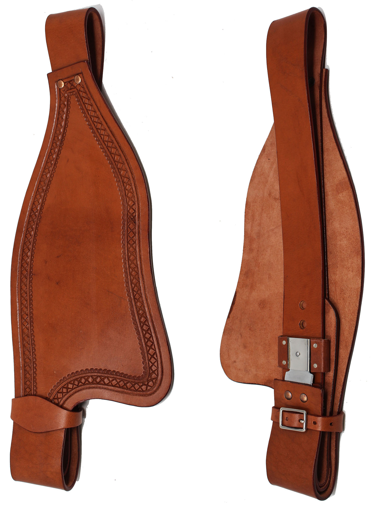 BARREL SADDLE FENDERS HORSE WESTERN PLEASURE REPLACEMENT PAIR TOOLED LEATHER