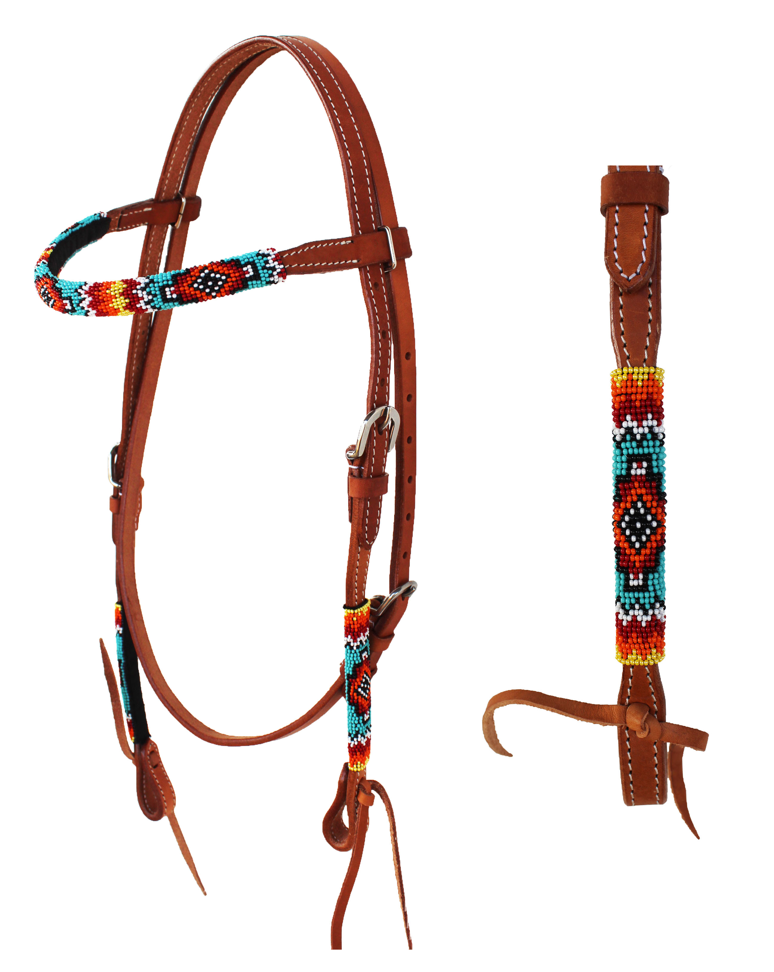 Horse Show Trense Western Leder Perlen Stirnband Kopfstück Krawattenenden 79113HB1 - Bild 1 von 4