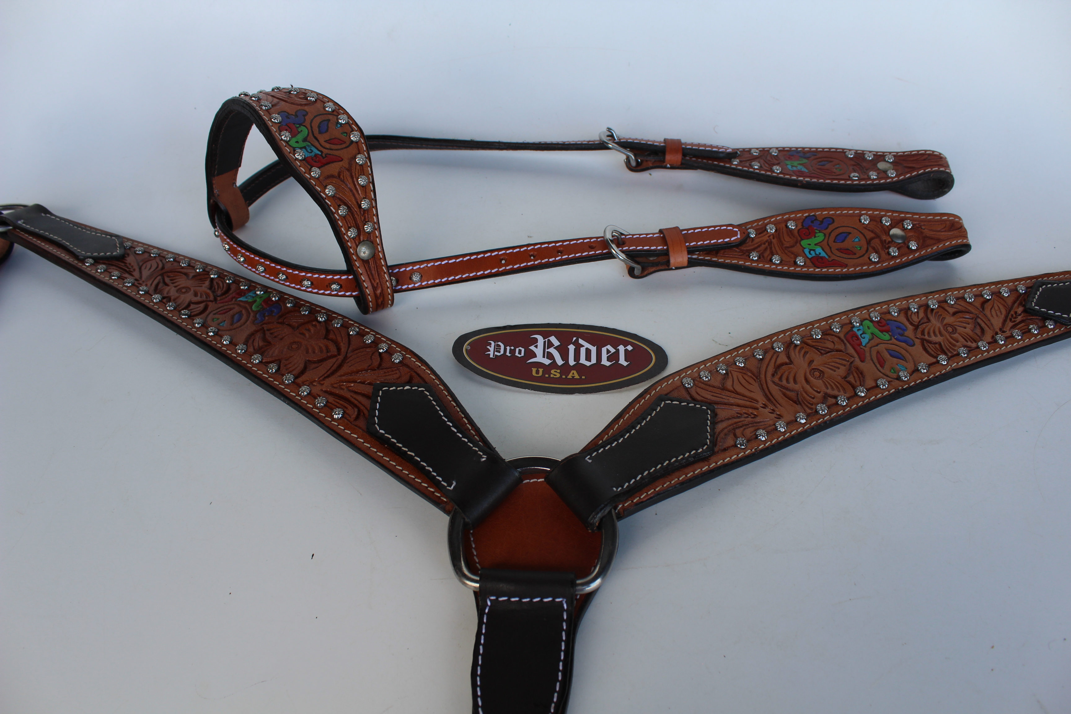 Horse Saddle Tack Bridle Western Leather Headstall BreastCollar 78148A - Bild 2 von 4