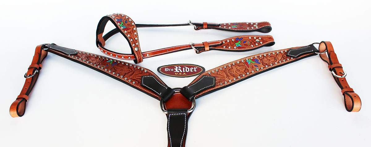 Horse Saddle Tack Bridle Western Leather Headstall BreastCollar 78148A - Bild 1 von 4