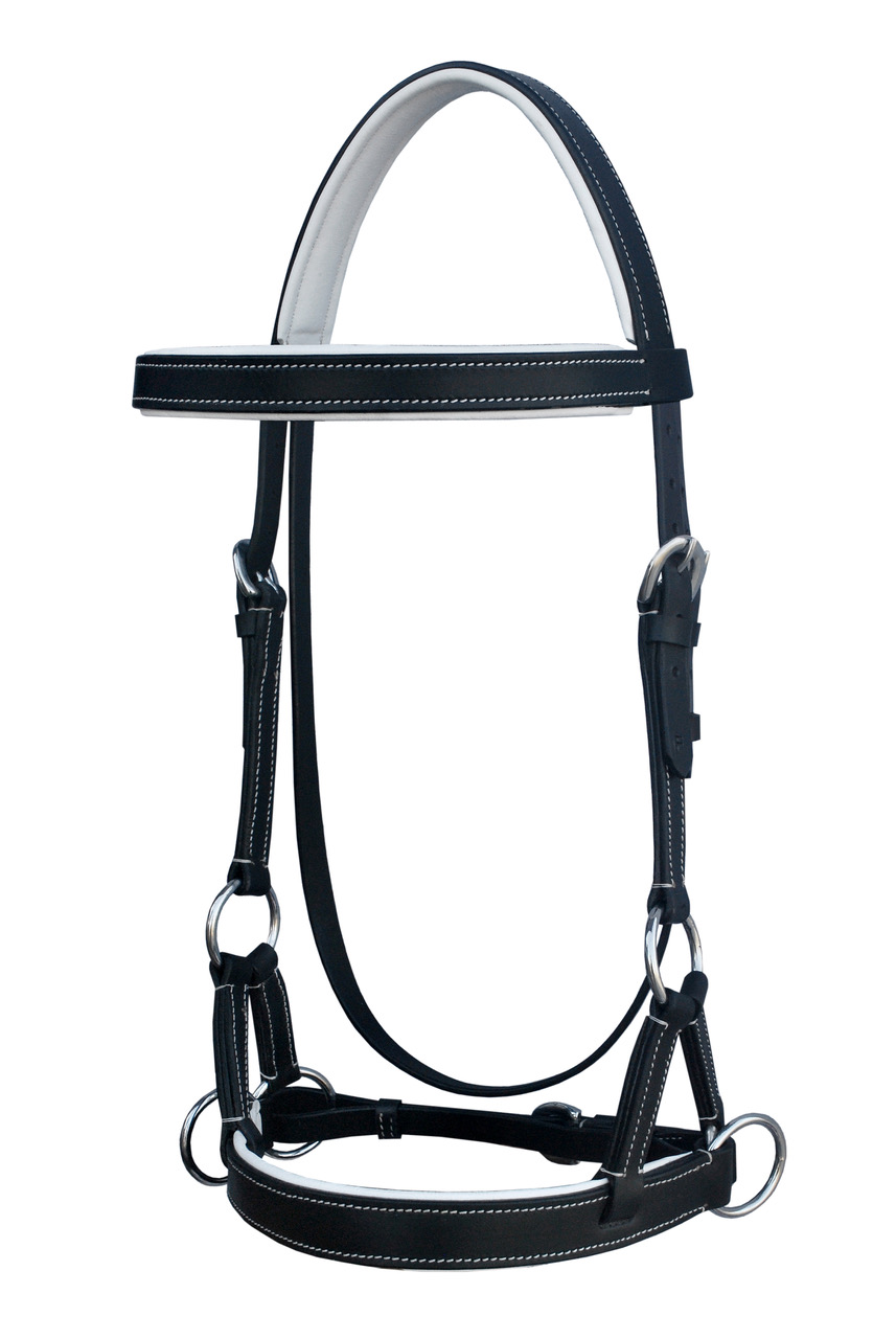 Horse Western Brown Leather Training Tack Bitless Sidepull Bridle Reins 7711 - Picture 9 of 11