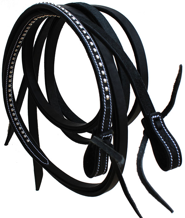 Riendas de brida lateral sin brocas tachonadas de cuero occidental para caballo 77RS03 - Imagen 6 de 12