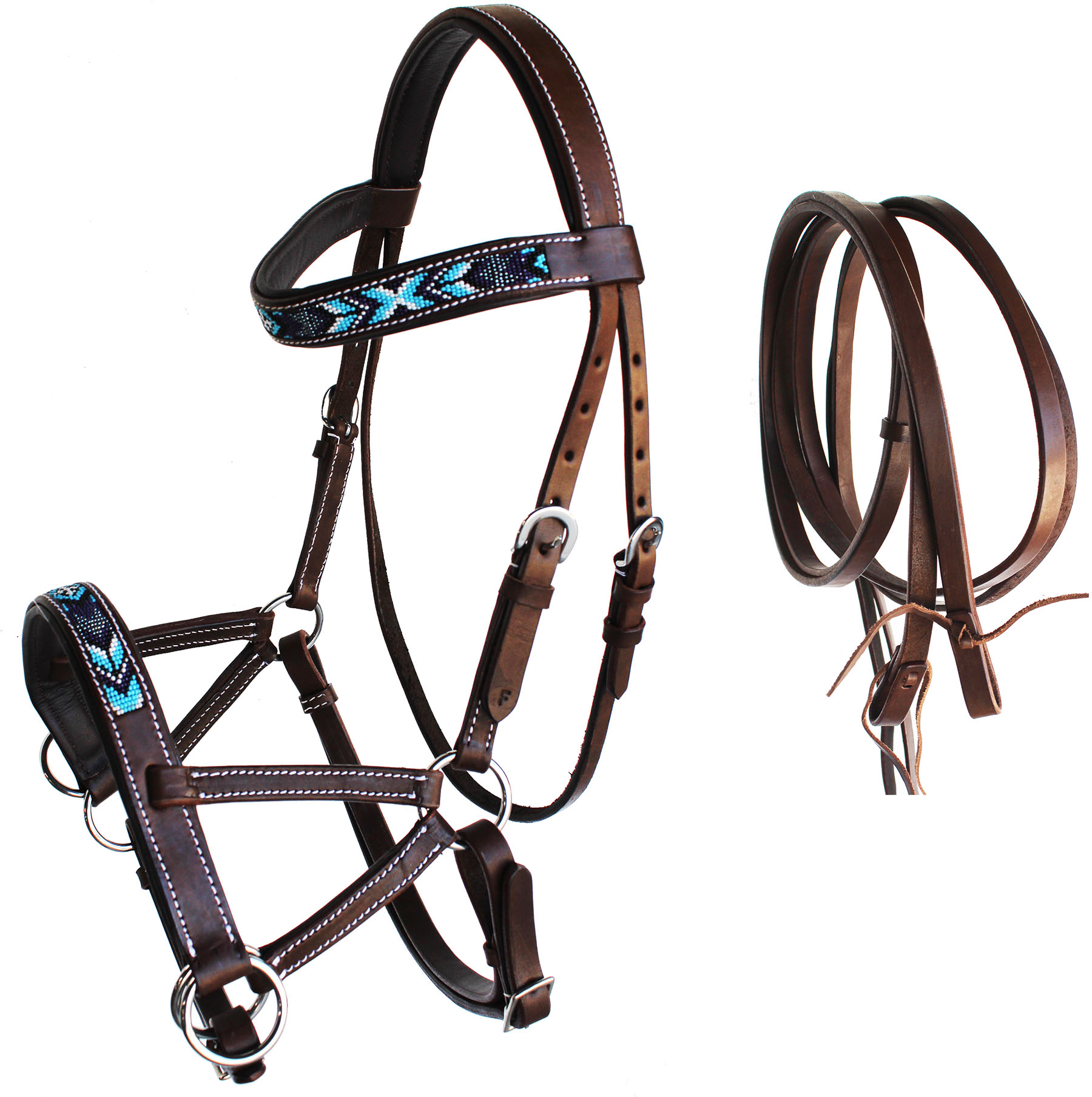 WESTERN OR ENGLISH SADDLE HORSE BROWN LEATHER BITLESS HEADSTALL BRIDLE SIDE PULL
