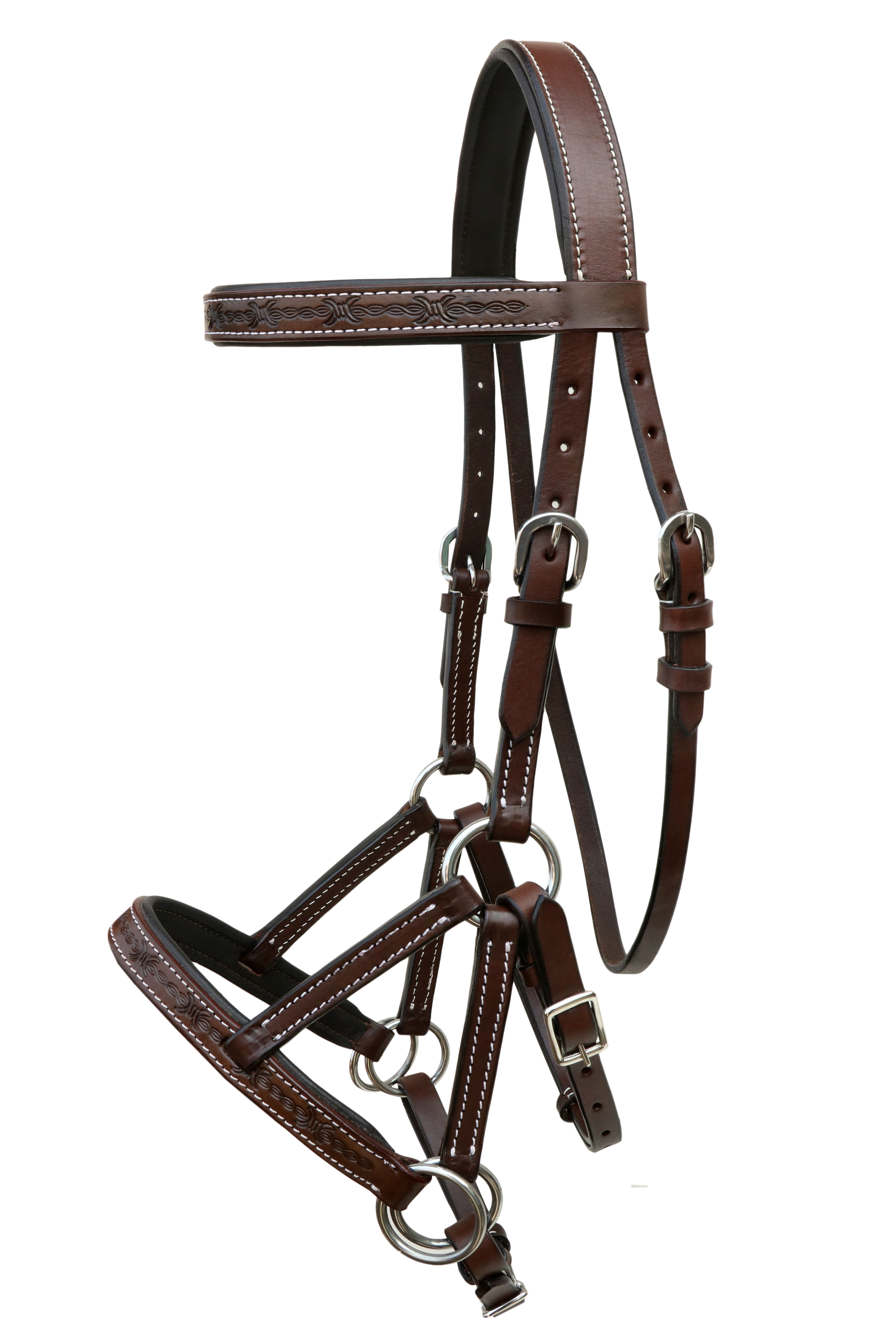 Pferd Western hellbraun Leder gepolstert gebisslos Training Sidepull Trense Zügel - Bild 7 von 48