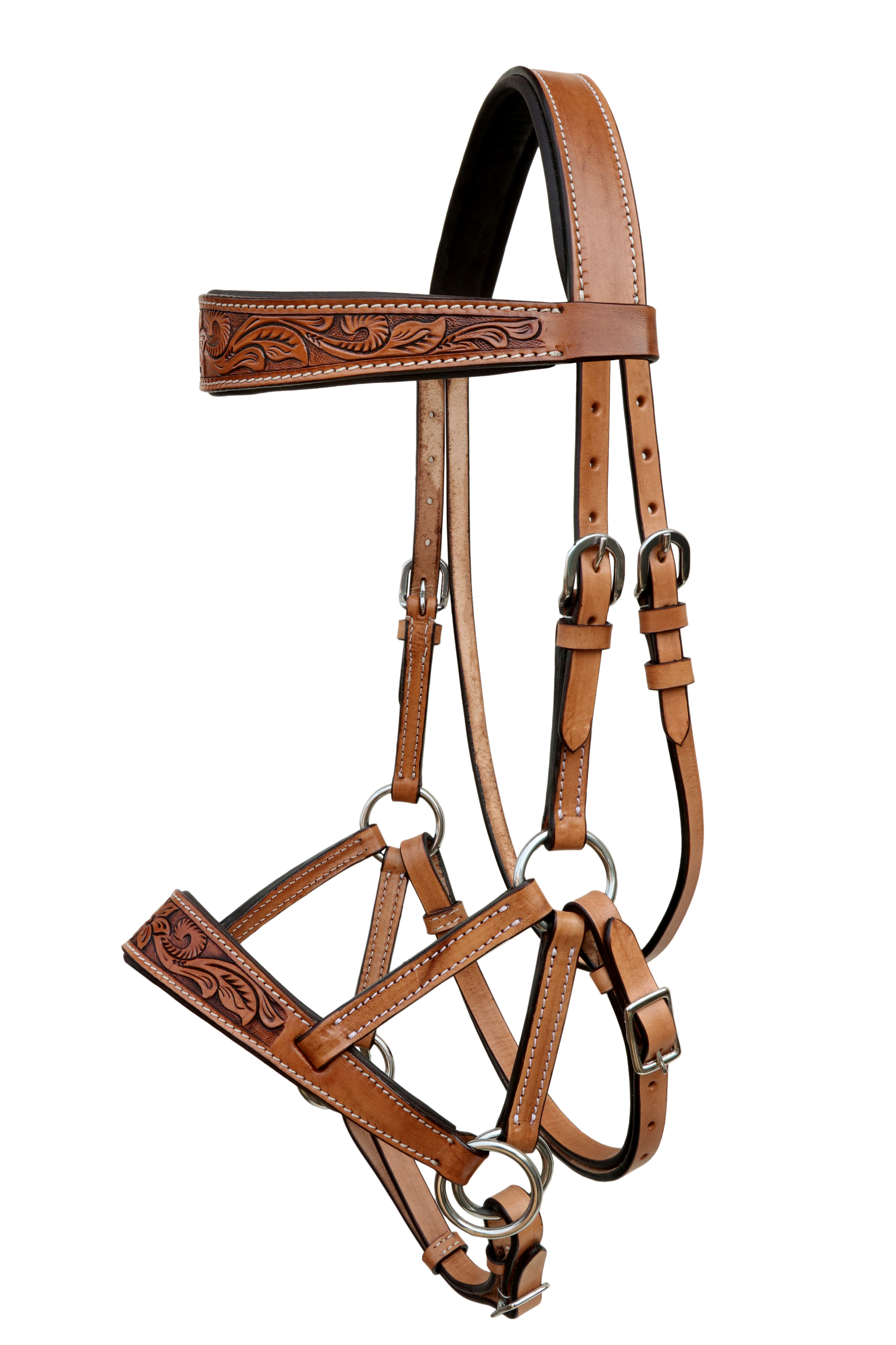 Pferd Western hellbraun Leder gepolstert gebisslos Training Sidepull Trense Zügel - Bild 31 von 48