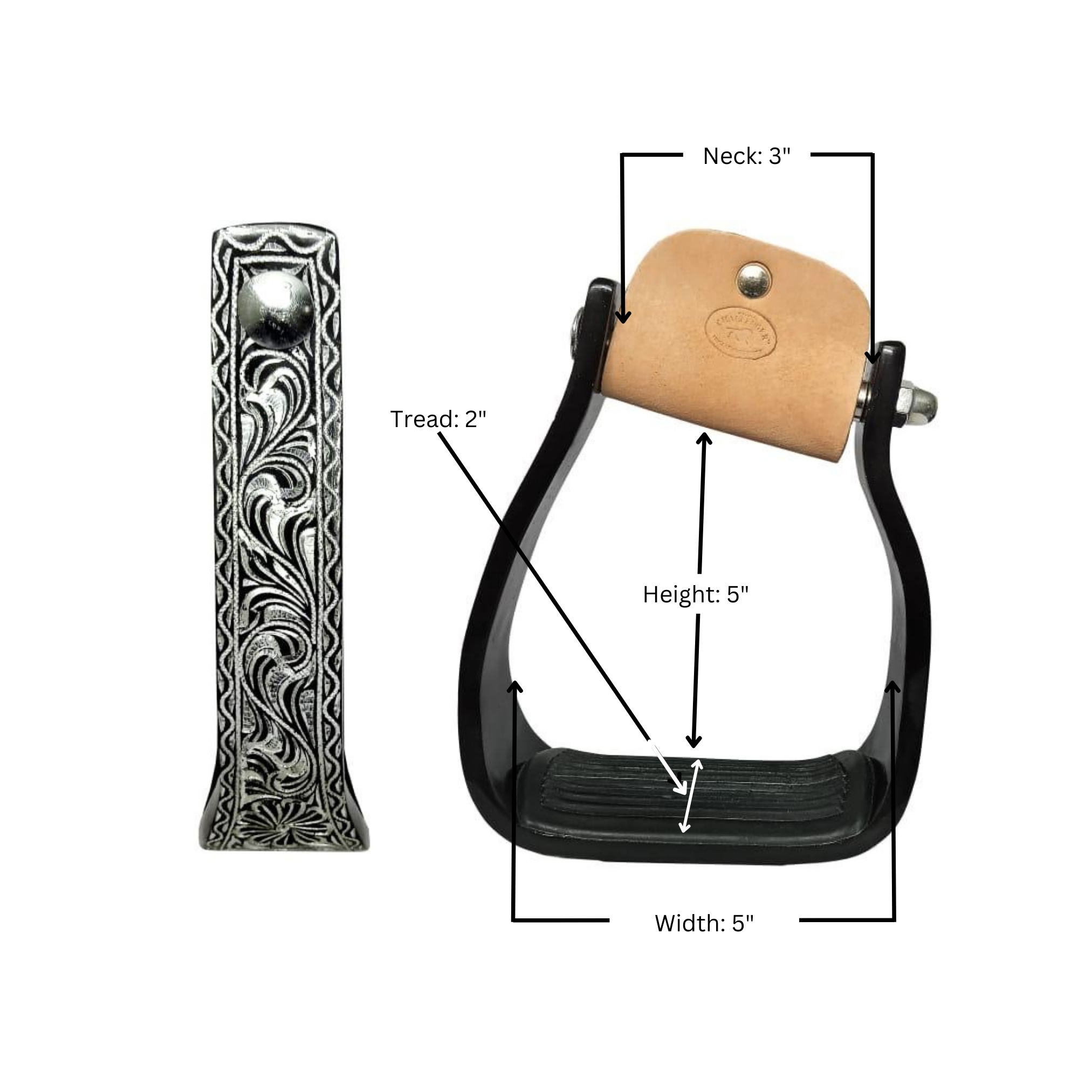 Horse Western 5" Barrel Racer Engraved Aluminum Angled Show Stirrups 51140 - Picture 5 of 18