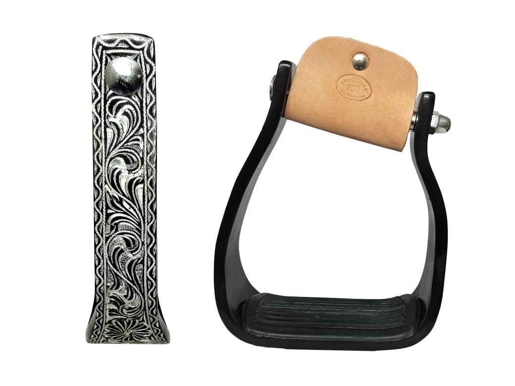 Horse Western 5" Barrel Racer Engraved Aluminum Angled Show Stirrups 51140 - Picture 4 of 18