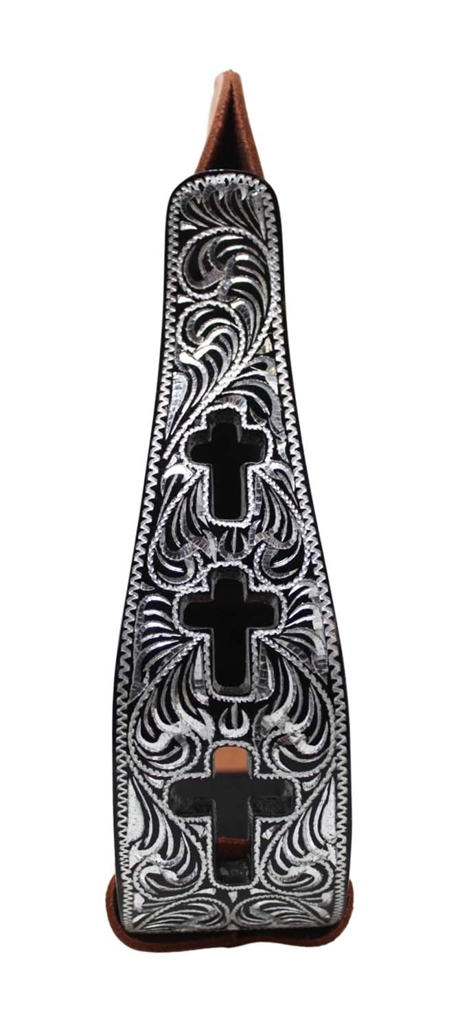 Western Show Pferdesattel Steigbügel Aluminium Leder Lauffläche Kreuz graviert 5145v - Bild 10 von 21