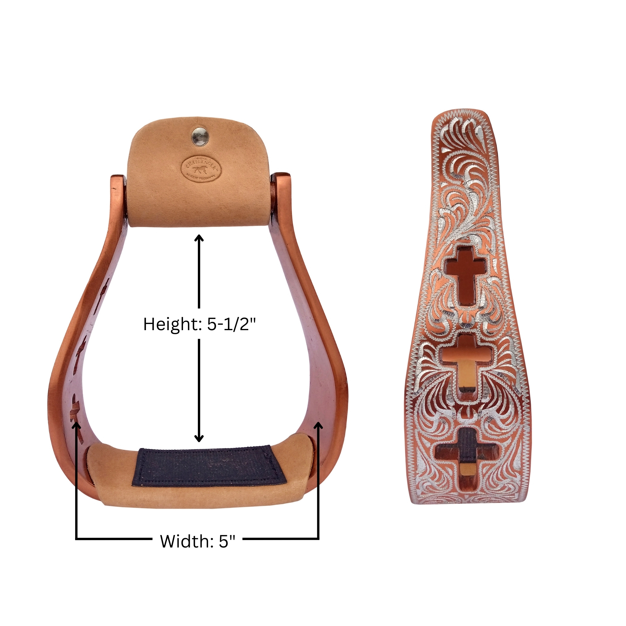 Western Show Pferdesattel Steigbügel Aluminium Leder Lauffläche Kreuz graviert 5145v - Bild 12 von 21