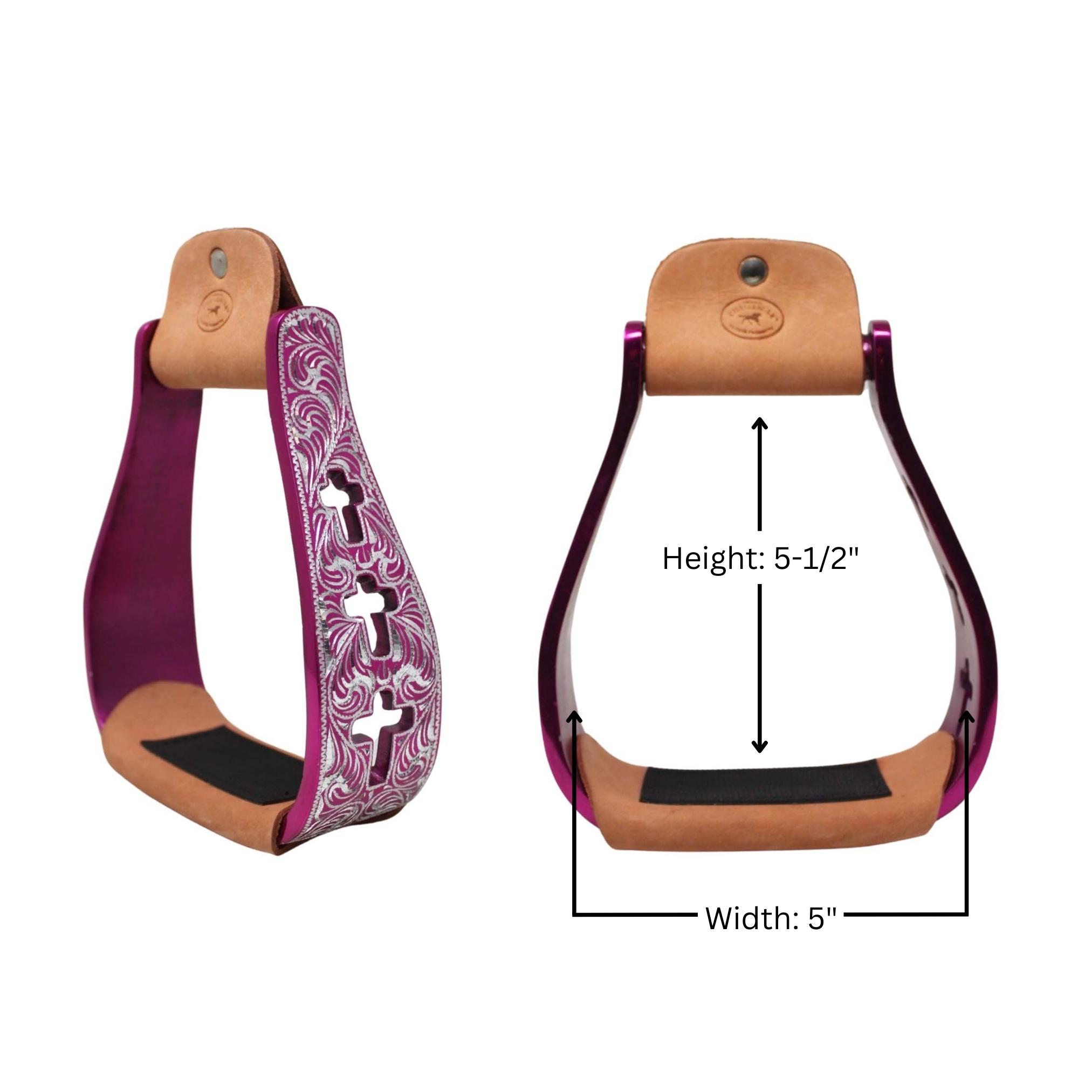 Western Show Pferdesattel Steigbügel Aluminium Leder Lauffläche Kreuz graviert 5145v - Bild 14 von 21