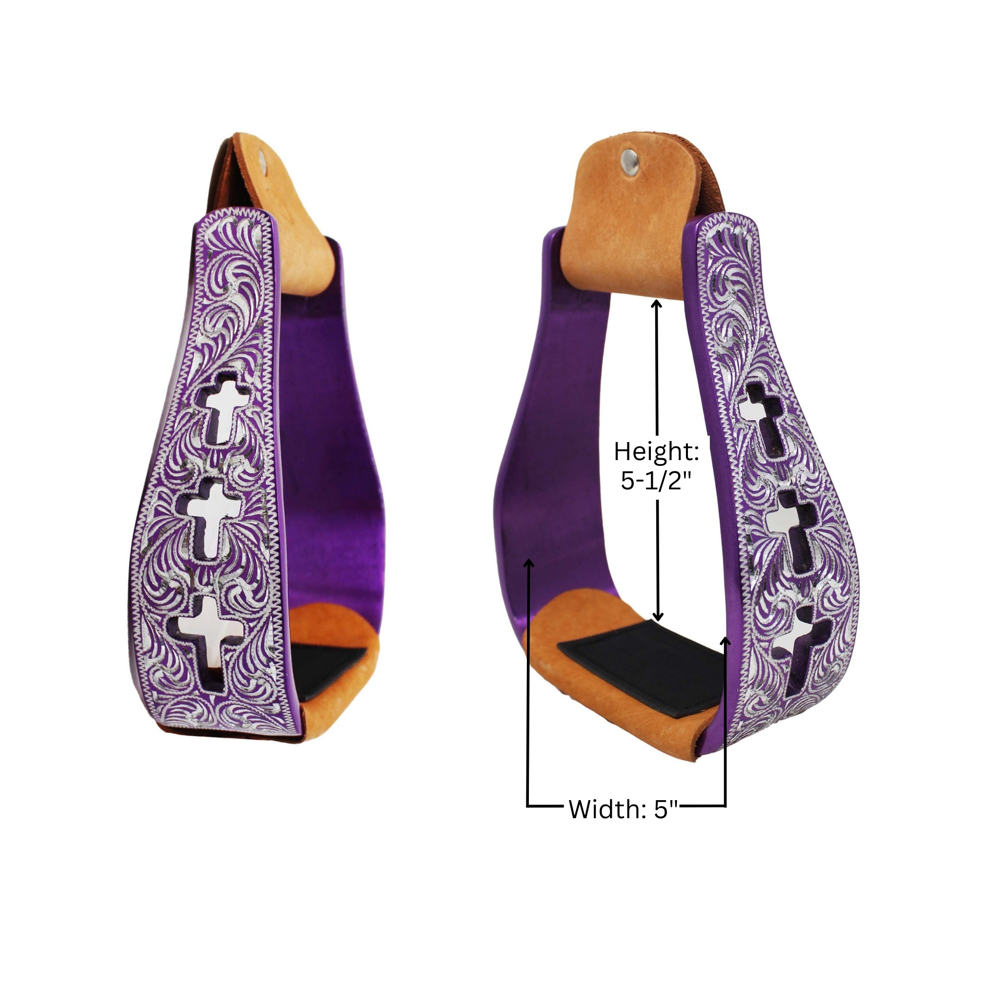 Western Show Pferdesattel Steigbügel Aluminium Leder Lauffläche Kreuz graviert 5145v - Bild 19 von 21