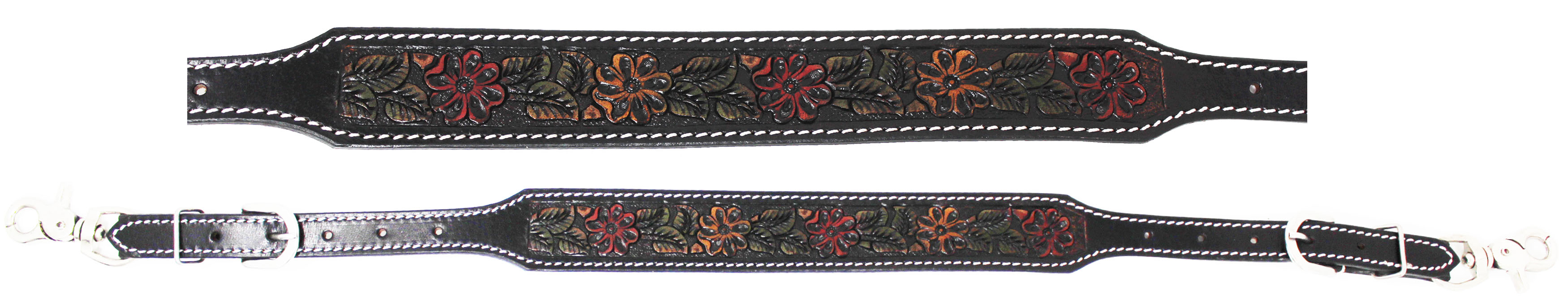 Western Leather Tooled Beaded Wither Strap Breast Collar Strap 105FK
